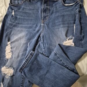 Wax Jean Women's Distressed Blue Boyfriend Jeans